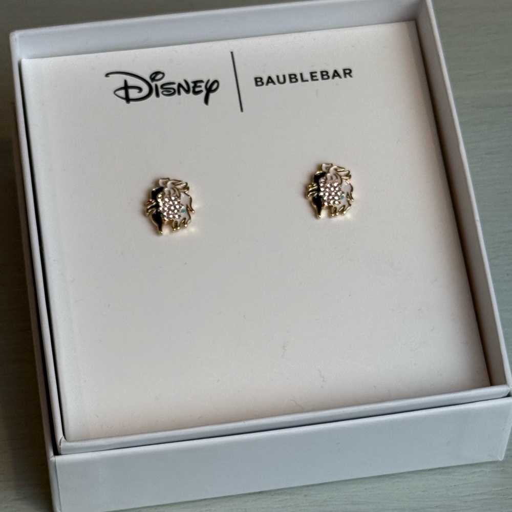 Disney Baublebar Villain Cruella DeVille Rhinestone Stud Earrings New In Box